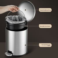 Poubelle de cuisine à pédale en acier inoxydable doré, avec ouverture silencieuse, pour hôtels, salles de bain et toilettes