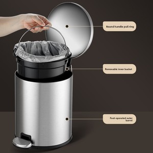 Cubo de Basura para Cocina con Pedal, Diseño Dorado de Acero Inoxidable, Apertura Silenciosa para Baños de Hotel, Inodoros y Lavaderos - Product Image 3