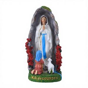 Statue en résine de Notre-Dame de Lourdes, peinte à la main, 7 pouces, décoration religieuse pour les fêtes, cadeau - Product Image 2
