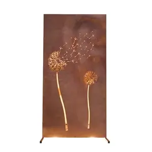 Groothandel Corten Staal Stand Rechthoekige Metalen Planten Patroon Screen/Laser Gesneden Hek Panel