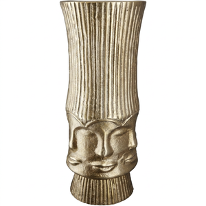 Jarrón de Mesa Art Deco de Bronce Curado, Diseño de Rostro Hecho a Mano, 34 cm de Altura - Product Image 1