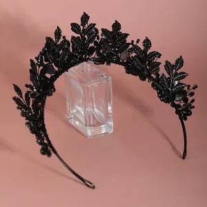 New Design Vintage Black Wedding Crown Handmade Bridal Flower Crown Tiaras