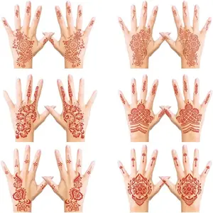 2023 Kunden spezifische Henna Tattoo Aufkleber Mandala Flower Body Art Arms Design Spitzen muster Braun Henna Tattoo Aufkleber wasserdicht