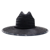 Sombrero — chapeau de plage en paille noire pour hommes, imprimés de drapeau américain, Logo personnalisé pour l'été