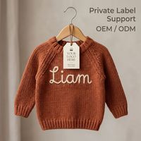 Suéter de Bebé Bordado a Mano con Nombre Personalizado de Fábrica, Ropa de Bebé de Marca Privada, Suéter de Punto para Bebé, OEM