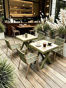 Juego de Mesas y Sillas de Aluminio Estilo Influencer, Resistentes al Agua y al Sol, para Exteriores, Patios, Jardines, Cafés, Bares, Tiendas de Té con Leche - Product Image 2