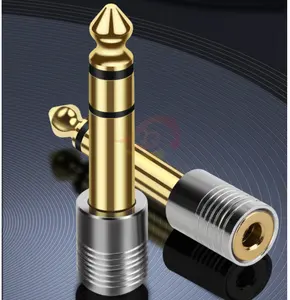 New Design Copper Material Gold Plated 6.35mm Stereo TRS Plug To 3.5mm Stereo TRS Female Jack Adapter