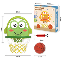 Vente chaude enfants en plastique drôle dessin animé animaux doux basket-ball jeux d'intérieur jouant basket-ball cerceau jouets