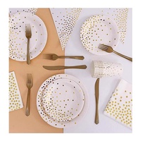 gobelets jetables en papier plaqué or rose, couteau à serviette, cuillère et fourchette, ensemble de couverts de table