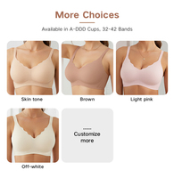 Sujetador sin aros con corte láser y borde festoneado, talla grande, cierre trasero, push-up, XL XXL, para mujer, sin aros, para pechos grandes