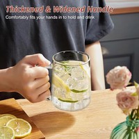 Vaso de Vidrio de Borosilicato Apto para Microondas, Aislado, Ecológico, de 16 oz, con Forma Minimalista y Posavasos a Juego para Bebidas de Oficina
