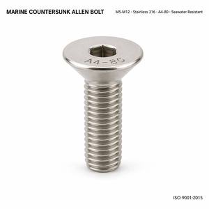Tornillo <span class=keywords><strong>Allen</strong></span> de Cabeza Plana CSK Marino 316 M5 M6 M8 M10 M12, Tornillo de Cabeza Hexagonal DIN7991 A4-80 Resistente al Agua de Mar - Product Image 1