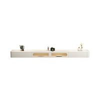 Meuble TV et table basse design italien en promotion – Ensemble moderne blanc crème en bois massif pour salon