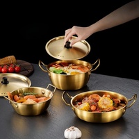 Ensemble d'ustensiles de cuisine en acier inoxydable doré marmite à soupe binaurale coréenne et bol à nouilles Lamian pour la cuisson de marmites chaudes