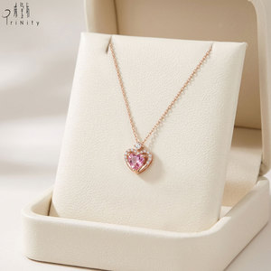 Most Popular Wholesale Pink Sapphire Heart Shaped <b>Necklace</b> Jewelry 18K Solid Rose Gold Real Natural Diamonds Pendant <b>Necklace</b> - Product Image 5
