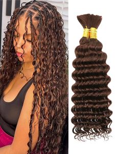 <span class=keywords><strong>Capelli</strong></span> Umani per Intrecciare Marrone <span class=keywords><strong>Cioccolato</strong></span>, Onda Profonda, 4 Metri #   Extension per <span class=keywords><strong>capelli</strong></span> ricci senza trama colorati per stile Boho - Product Image 1
