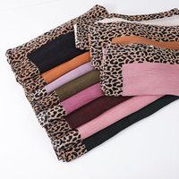 Nouvelle grande taille coton lin un anneau imprimé léopard écharpe froissé Style Turban pour couleur unie écharpe musulmans femmes fête