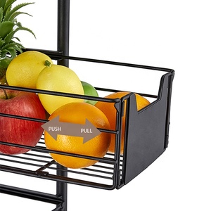 2022 Kitchen Accessories <strong>Storage</strong> Organize Floor Multi-storey Cart <strong>Microwave</strong> Oven Rack Push Pull Out Fruit Vegetable Baskets - Product Image 5