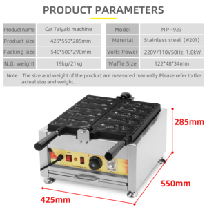 Máquina de Panadería Comercial Eléctrica para Hacer Taiyaki con Forma de Gato - Product Image 6