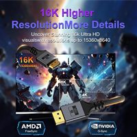 Cable DP 2.1 de Alta Calidad, 16K 80Gbps, Cable DP 2.1 HDR DSC para Monitor de Juegos y Laptop Compatible