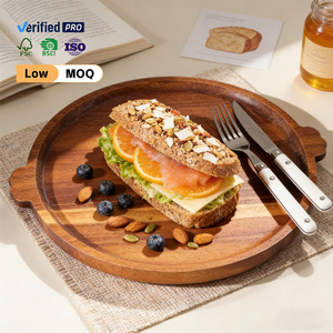 Nouveau <span class=keywords><strong>plateau</strong></span> rond en bois d'acacia minimaliste, très vendu, avec poignées, assiette à dîner, <span class=keywords><strong>plateau</strong></span> de service en bois pour la maison, l'hôtel, le restaurant - Product Image 6
