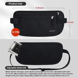 <span class=keywords><strong>Porte</strong></span>-passeport <span class=keywords><strong>ceinture</strong></span> d'argent léger avec logo personnalisé Portefeuille de <span class=keywords><strong>voyage</strong></span> caché et sécurisé avec blocage RFID - Product Image 2