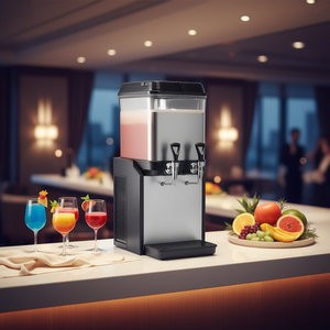 Distributeur de boissons froides commercial en acier inoxydable 16L, 2 robinets, alimentation secteur, pour fêtes, jus et boissons glacées - Product Image 2