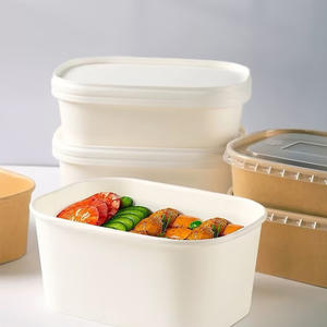 JW PAPER - Recipiente Rectangular Desechable de 1000 ml, Material de Pulpa de Kraft, Caja para Alimentos, Tazón de Papel con Tapa - Product Image 1