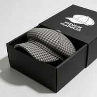 Boîte rigide en carton recyclable GoTop pour casquette de newsboy, gaufrage mat, lamination, insert personnalisé, emballage haut de gamme pour couvre-chefs