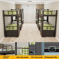 Lit superposé double couche haut-bas avec cadre en fer à profil épais pour les employés, les étudiants, les dortoirs ou les appartements.