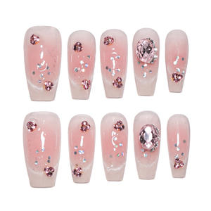 Juego de 10 Uñas Postizas de Alta Gama, Estilo Estético Puro, Manicura con Brillo y Purpurina, Puntas de Uñas Francesas con Efecto Ojo de Gato - Product Image 5