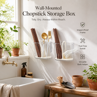 Support de rangement mural en plastique pour vaisselle de cuisine, boîte à baguettes, conteneur de drainage portable pour la maison