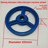 Blaues Traktionsrad für Gepäck- und Speiseaufzüge, rund, 42 mm Loch, 320*8*2/3