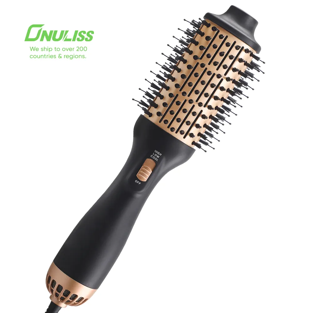 Sisir pelurus rambut profesional, sisir pelurus rambut Ion negatif 3 in 1, pengering rambut satu langkah penata sikat udara panas dingin profesional