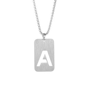 Collar Clásico de Acero Inoxidable Plateado con Letras, Personalizable con Logotipo, Resistente a la Decoloración, Venta al Por Mayor para Hombres y Mujeres - Product Image 1