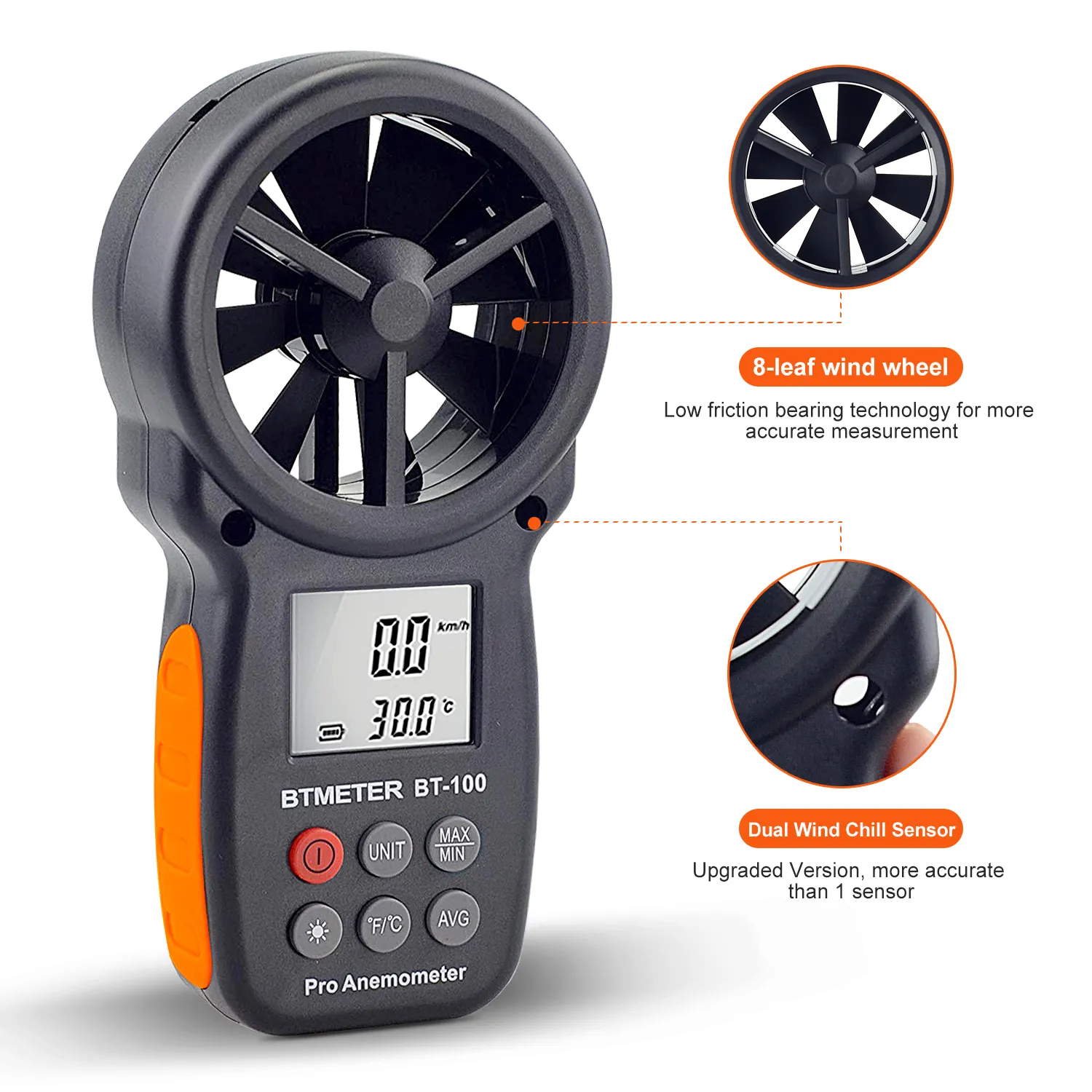 2022 गर्म मिनी डिजिटल Anemometer हाथ में हवा की गति परीक्षक हाथ में Anemometer पवन मीटर एयर फ्लो मीटर हवा की गति