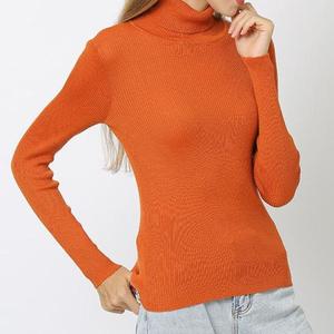 <span class=keywords><strong>Pull</strong></span> col roulé en maille côtelée fine à manches longues pour <span class=keywords><strong>femme</strong></span>, haut de gamme, collection automne-hiver, vente en gros - Product Image 4