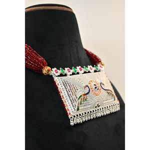 Plaster Tevati <b>Silver</b> Zircon Vintage <b>Choker</b> Necklace Peacock Design Beaded Chain for Women Wedding Gift Jewelry Statement Piece - Product Image 3