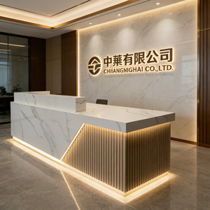 Mostrador de Recepción Moderno de Mármol Cuadrado Acanalado, Marca OEM <span class=keywords><strong>SM</strong></span>, de Lujo, para Hotel u Oficina, Ecológico, Resistente al Fuego y al Agua - Product Image 4