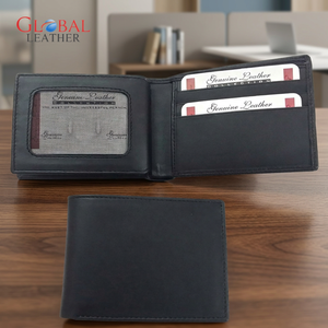 Global Leather Unisex Genuine Leather <b>Wallet</b> Short Fold Anti-Theft Customized Multi-Card Position Minimalist Design Daily Use - Product Image 1