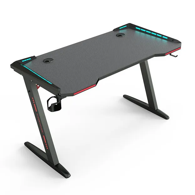 Wholesale gaming pc desk computer racing table with RGB Led lights gaming table for silla de escritorio gamer