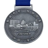 Medalla deportiva Yue Run Circle moderna de doble Color Aleación de Zinc giratorio chapado en oro cebolla polvo pegamento recuerdos BQ marca coleccionable