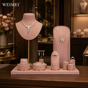 WEIMEI - Expositor de Joyería de Terciopelo Rosa Empolvado Personalizado, Maniquí para Exhibición de Collares, Pendientes, Anillos, Pulseras y Conjuntos de Joyería - Product Image 3