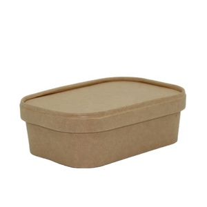 100% Eco-friendly Food Grade Disposable Biodegradable Kraft Paper Bowl Food Bowl <strong>Container</strong> Take Away Lunch Bowl WITH LID - Product Image 2