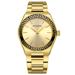 Reloj de Lujo para Hombre, Diseño Ejecutivo, Números Arábigos Dorados, Esfera Azul, Acero Inoxidable Japonés de 42 mm, Cuarzo, con Soporte Personalizado - Product Image 2