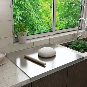 Planche à découper/plaque de préparation en acier inoxydable épaissi à bords pliés, pour cuisine, usage domestique et pâtisserie, transfrontalière - Product Image 1