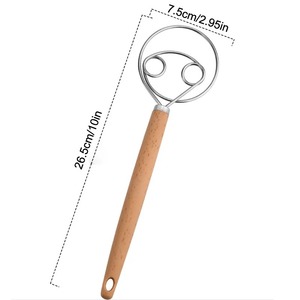 Batidora de mano creativa de 10 pulgadas para pan danés, utensilio de repostería de acero inoxidable, batidor de masa, batidor de huevos, herramienta mezcladora con mango de madera - Product Image 6