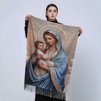Écharpe longue en tissu semblable au cachemire, imprimé avec le personnage de la Vierge Marie, nouvelle collection automne-hiver, épaisse, chaude et polyvalente