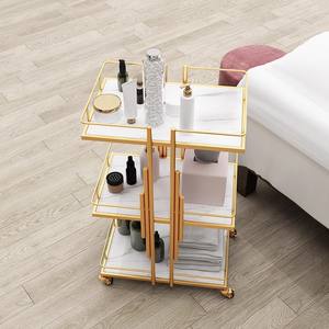 Obral besar keranjang Salon kecantikan hitam emas perak alat Salon tata rambut keranjang tangan dengan roda logam troli Salon kecantikan - Product Image 2