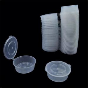 Recycled Restaurant PP Mini 1oz 2oz Eco-Friendly Biodegradable Clear Disposable <b>Sauce</b> Cups with Hinged Lid - Product Image 3